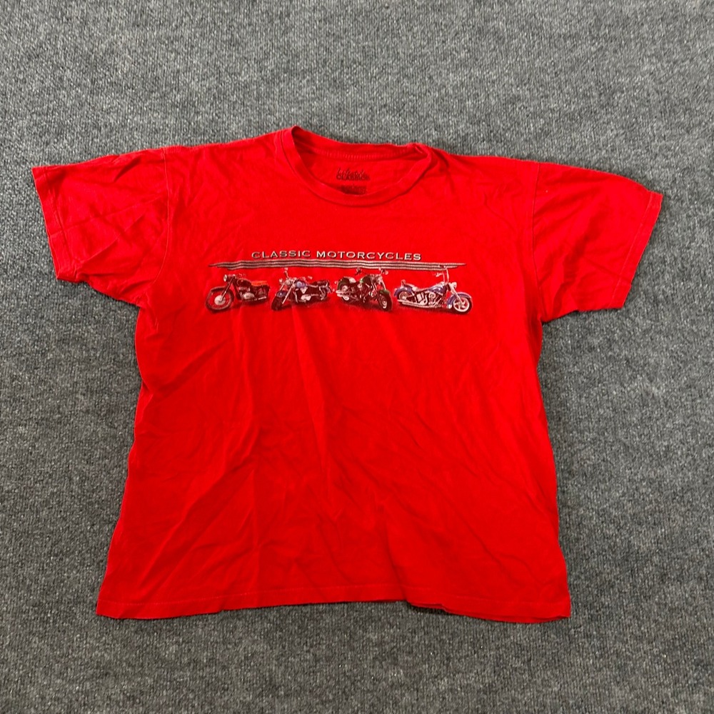 Lifestyle Classics T-Shirt Mens Size L Red Classic Motorcycles Graphic Biker Tee